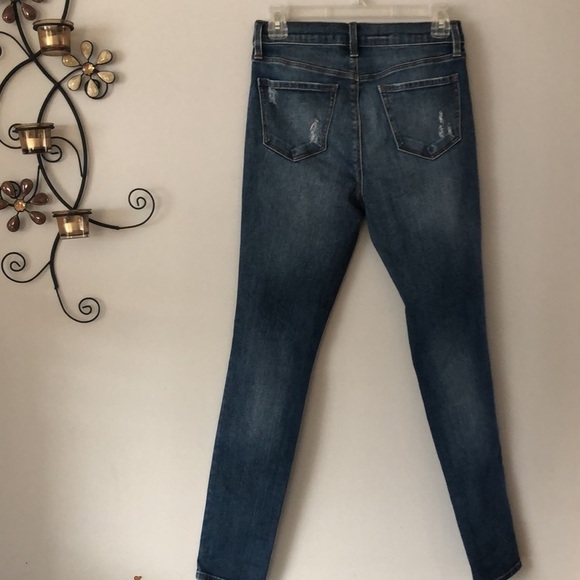 J Brand High Waisted Ankle Jean Destroyed Knee Blue Stretch Denim Size 27 Skinny - Picture 12 of 16
